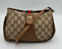 Gucci Brown/Beige GG Supreme Canvas and Leather Vintage Web Shoulder Bag