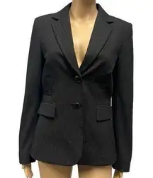 Antonio Melani Black Striped Fitted 2 Button Up Business Blazer Jacket Womens 4