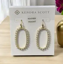 NWT! Kendra Scott Elle Open Frame Crystal Drop Earrings In Gold