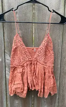 FP One Carrie Babydoll Flowy Cami Tank Top Rare Terracotta Orange Color Medium