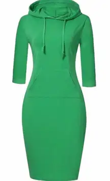 Brand New Miskay Green Hooded Hoodie Knee Length Jersey Knit Dress - Sz 2X