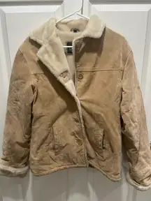 Adler Collection Leather suede with fur Jacket Button-Up Coat