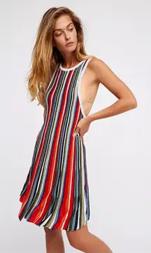 Free People Womens Dress Sz‎ S Rainbow Dragon Metallic Striped Mini Sweater