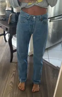 Vintage Levi's 501 reworked Blue Straight leg Jeans Classic Denim Vtg size 27