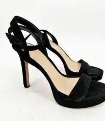 Veronica Beard Darcelle Platform Black Suede Heel Sandal 9