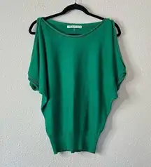 Trina Turk Cold Shoulder Short Sleeve Sweater in Green Size Small