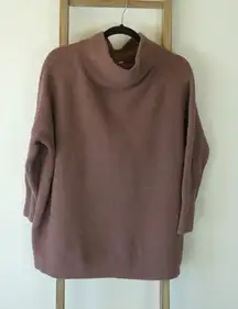 Free People Women's Ottoman Slouchy  Mock Neck Tunic Sweater Mauve Size Small