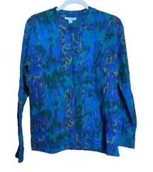 Isaac Mizrah Live Womens Size Medium Multicolor Abstract Print Sweater Jacket