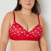 NWT Victorias Secret VS PINK Lightly Lined Wireless‎ Heart Print Bra 36DD Red