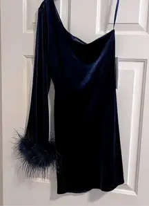 Honey and Rosie NWT feather dress. Navy size Medium