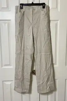 J Jill Pure Linen Beige Roll Up Pockets Pant- 12 Tall