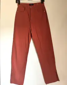 Pretty Little Thing Rust Split Hem High Rise Jeans 2