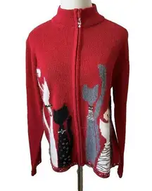 Coldwater Creek Coldwater‎ Creek Cats Cardigan Size Large Ailurophiles Feline Cat Lover Sweater