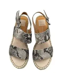 Dolce Vita Sandals Wedge  Womens 6.5 Beige Espadrille Platform Chunky Croc Print