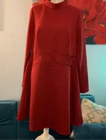 Modcloth Dress Womens 1X 16 18 Burgundy Mock Neck Quilted Stretch Long Sleeve