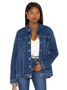 NWT L'Agence Karina Oversized Tucker Jacket Hayward Denim Blue Women's Size XS/S