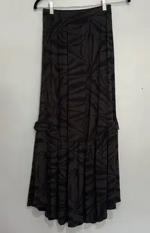 Z Supply Size XS Leisel Tropical Zebra Skirt Ruffle Pull On Maxi Skirt Evereve