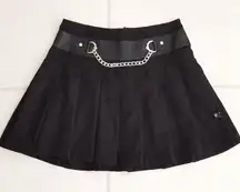 TRIPP - Royal Bones Black Pleated Mini Skirt
