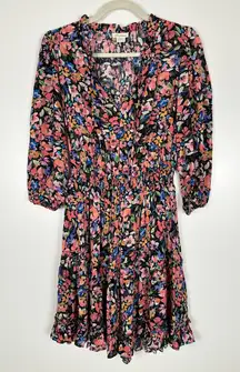 Shoshanna Blendon Sunset Floral Mini Dress 3/4 Length Sleeves
