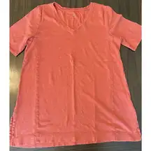 J Jill Women’s Shirt Size Large Orange 100% Pima Cotton Elbow Sleeve Tunic Top