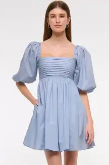 Abercrombie & Fitch Emerson Poplin Puff Sleeve Mini Dress in a lilac blue color