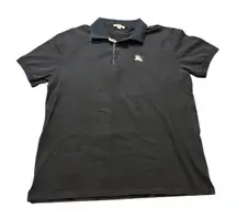 Burberry Brit Polo Shirt Womens XXL Black Tartan‎ Nova Check Accent Collared