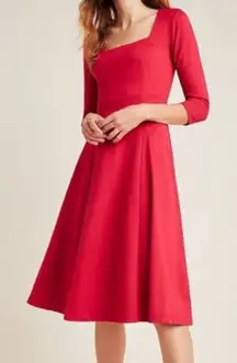 Maeve Vibrant Red Square Neck Jocelyn Long Sleeve Dress
