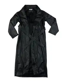 Nonchalant The Label - Faux leather Trench Coat in Black