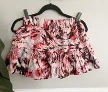 Women's Mini Tiered Skirt Skort Shorts Multi Color Abstract Print Small