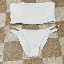 L.A. Hearts bikini set strapless bandeau top criss cross strappy cheeky bottoms