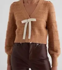 NWT Express Soft Textured Knit Cropped Bow Cardigan Sz M
