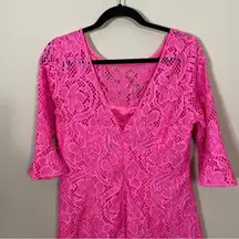 Lilly Pulitzer Allyson Pink Tropics Floral Vines Lace Dress