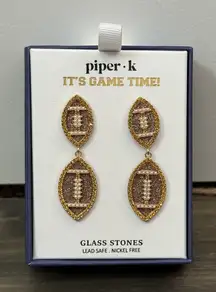 Piper K Embellished It's Game Time Football Earrings‎ New In Box