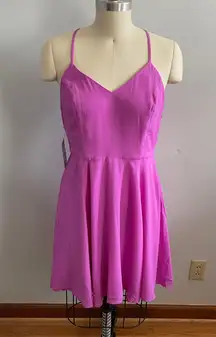 Pink Spaghetti Strap Flowy Skater Mini Dress- Size 8- NWT