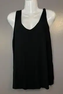 Cabi Tank Top Womens Medium Black Sleeveless Ribbed V Neck Rayon Style 4206