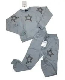 Rehab - Beaded Star Cut Out Sweatshirt & Sweatpant Set in Gray