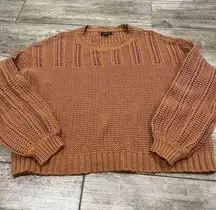 American Eagle Cropped Cable Knit Brown Sweater Size XL