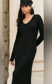 PERUVIAN CONNECTION Long Sleeve Scoop Neck Maxi T-Shirt Dress Cotton/Modal Med