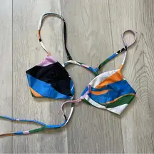 ALT Swim Bikini Top volare tie front womens (small) abstract fun bright beach