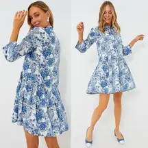 RO'S GARDEN Tuckernuck Exclusive Blue Leticia Deauville Floral Cotton Dress