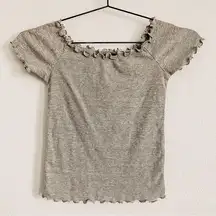 Grey Ribbed Cropped Top. Size One Size