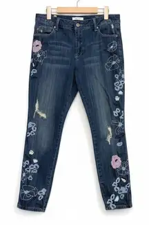 Laurie Felt Los Angeles Denim‎ Jeans Embroidered Floral Design Women's 10