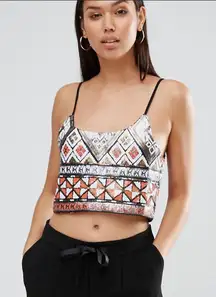 ASOS Wyldr Small High‎ Hopes Sequin Printed Cami Cropped Top New NWT