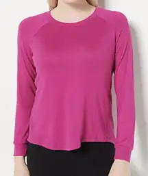 MUK LUKS Butter Knit Rib Knit Long Sleeve Top in Berry, Size 1X​​​​​​​​​