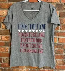 Disney  Parks womens lands that I love short sleeve t-shirt gray XL