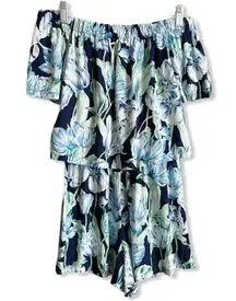 LF NWT  Charms Fashion Navy Tropical Romper