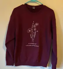Taylor Swift Maroon Red Sweatshirt Crewneck Floral All Too Well Lyrics Medium