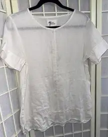 Andrea Jovine Quiet Luxury Minimalist Basic Organic 100% Linen White Blouse Top