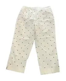 EP Pro‎ Pants Women's 10 White Capri Golf Stretch Embroidered Polka Dot Pants
