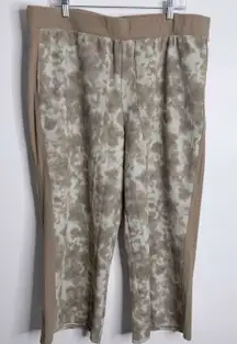 LOGO Life by Lori Goldstein Waffle Knit Wide Leg Pant 1X Tan Pull On Casual NWOT